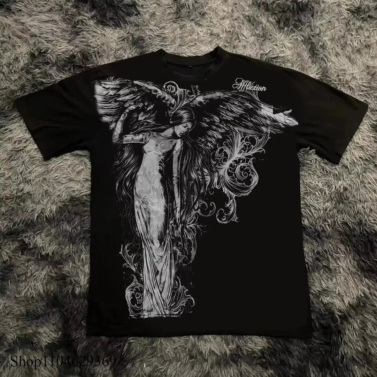 Gothic Print Oversized Tee