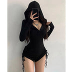 Hooded Black Bodysuit