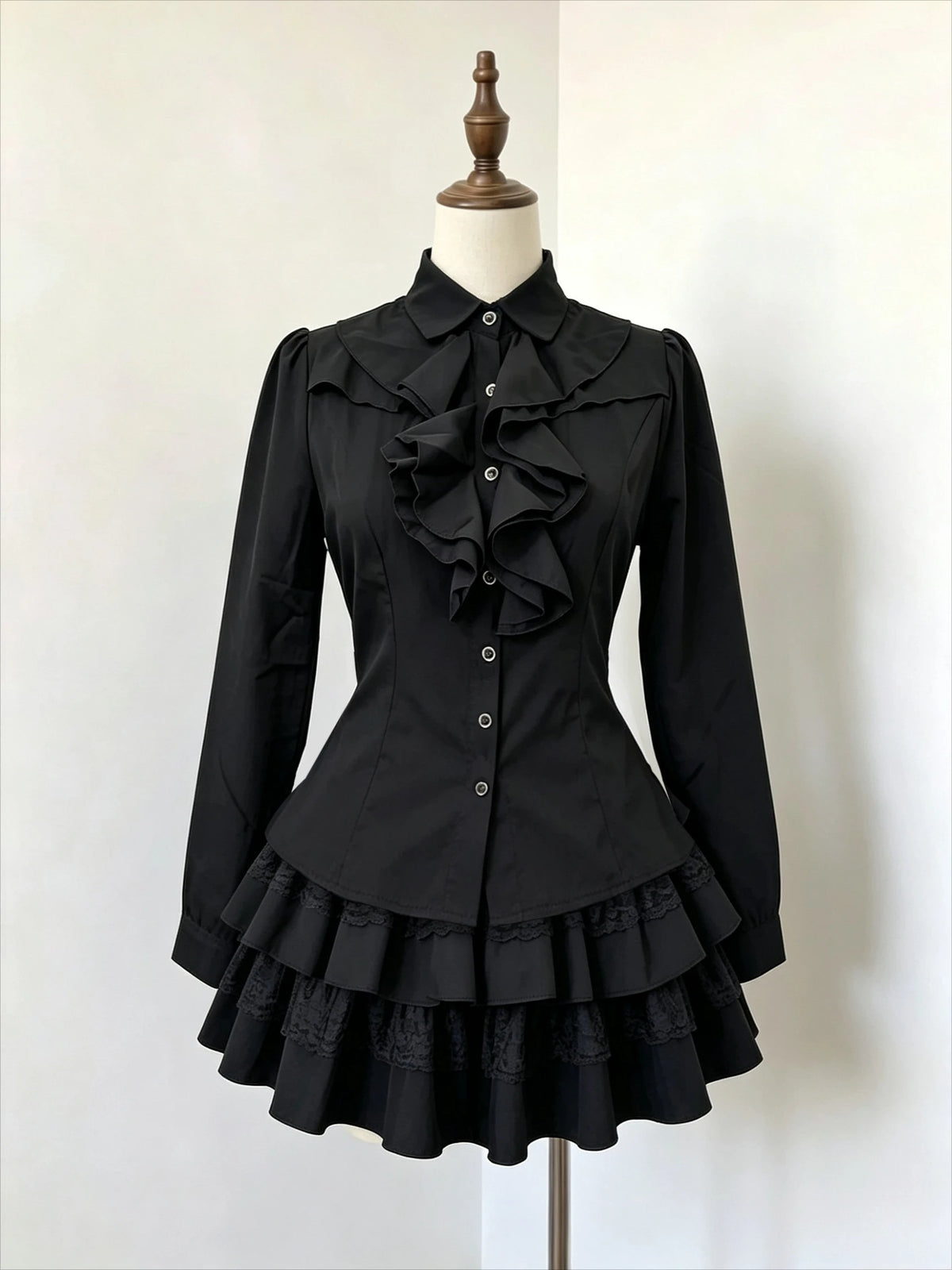 Gothic Ruffle Tiered Dress
