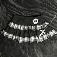 Plaid Skull Mini Skirt