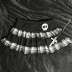 Plaid Skull Mini Skirt
