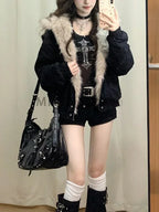 Faux Fur Lined Hooded Coat