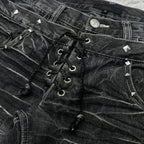 Lace-Up Flare Jeans
