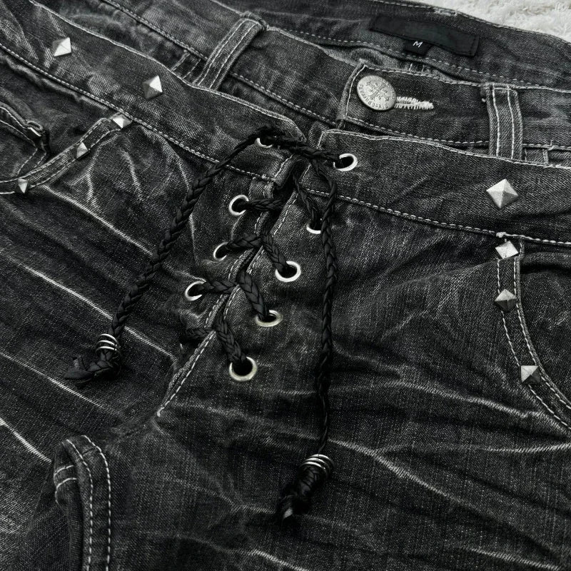 Lace-Up Flare Jeans