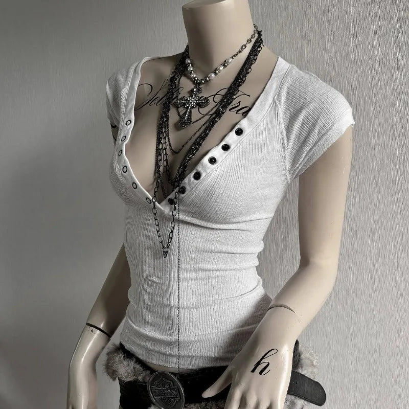 Button Front Crop Top