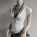 Button Front Crop Top
