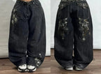 Graphic Embroidered Baggy Jeans