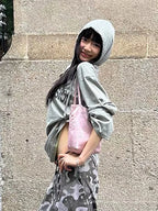 Grey Hooded Long Sleeve Top