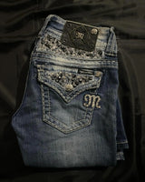 Embroidered Washed Jeans