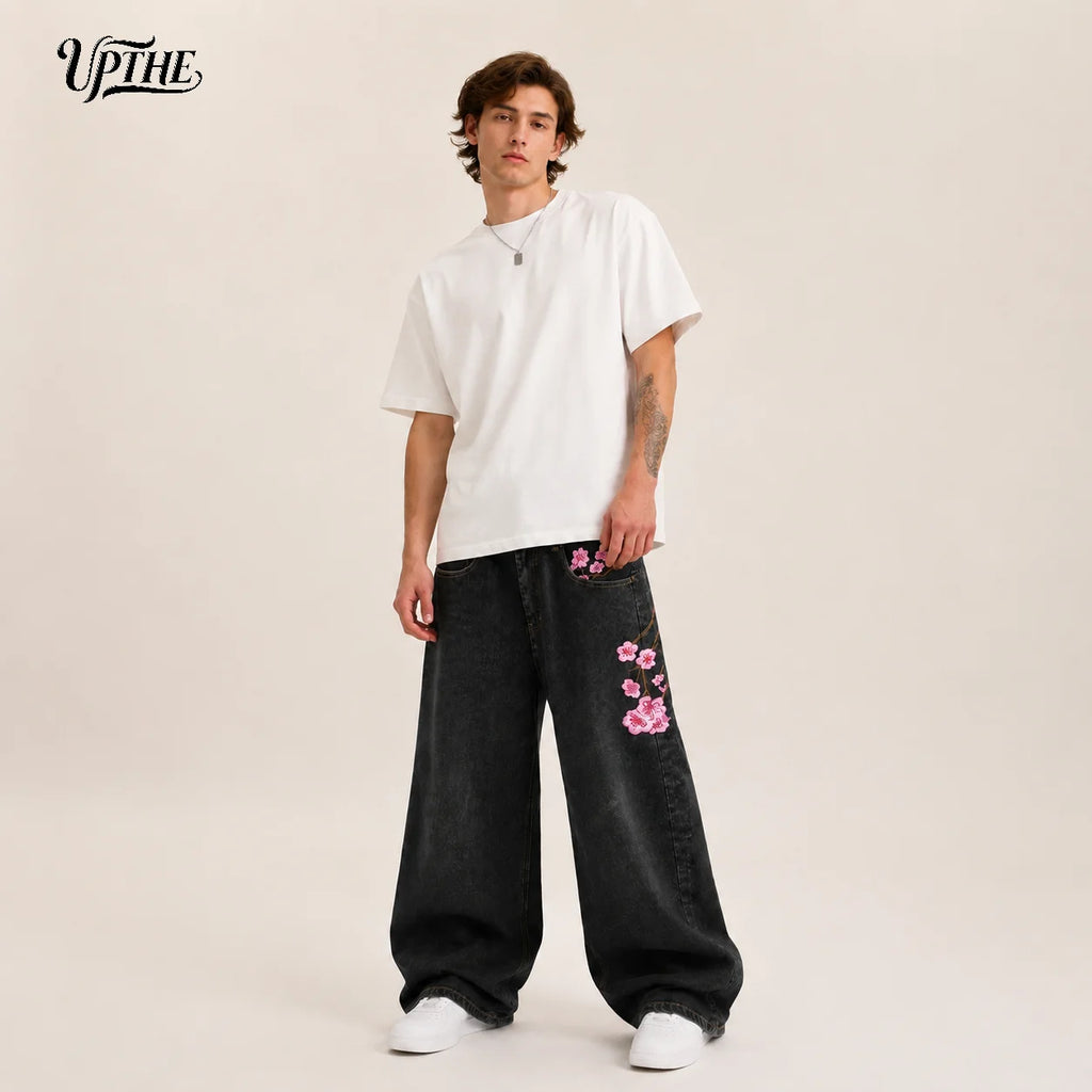 Cherry Blossom Embroidered Jeans