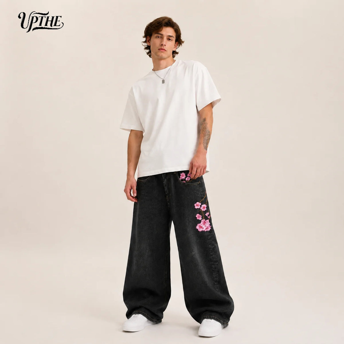 Cherry Blossom Embroidered Jeans
