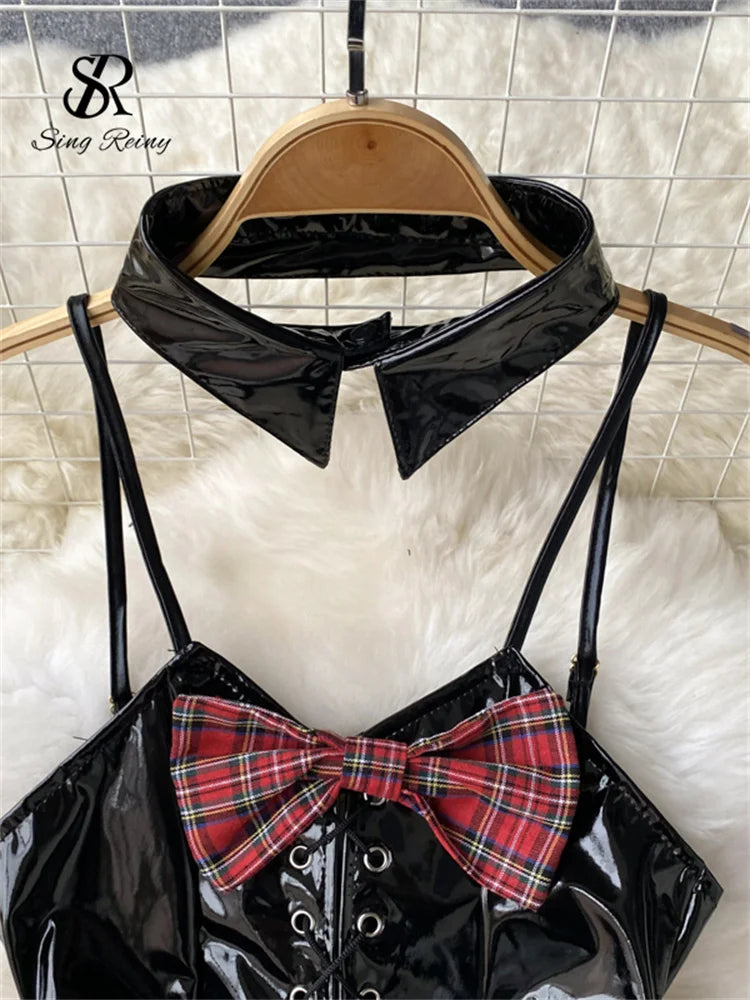 Lace-Up Plaid Night Dress