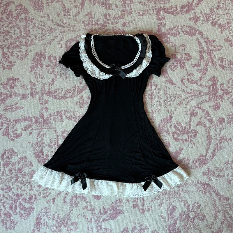 Ruffle Gothic Mini Dress