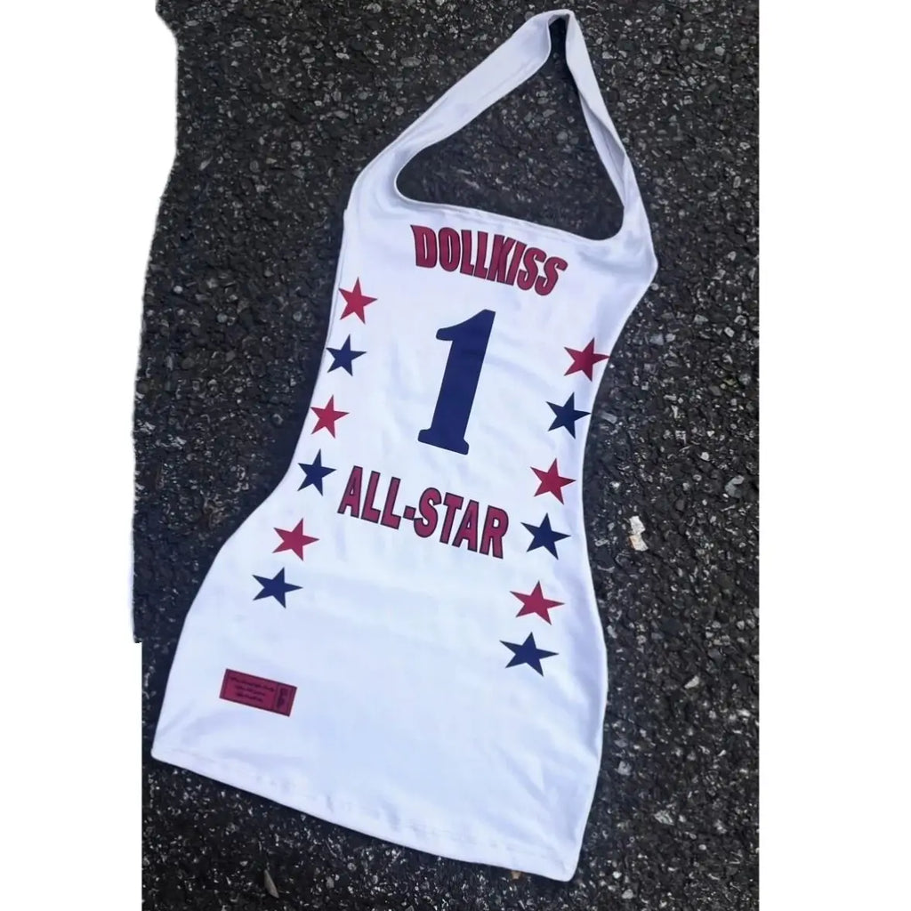 Letter Printing Halter Dress