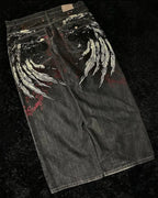 Gothic Embroidery Baggy Jeans