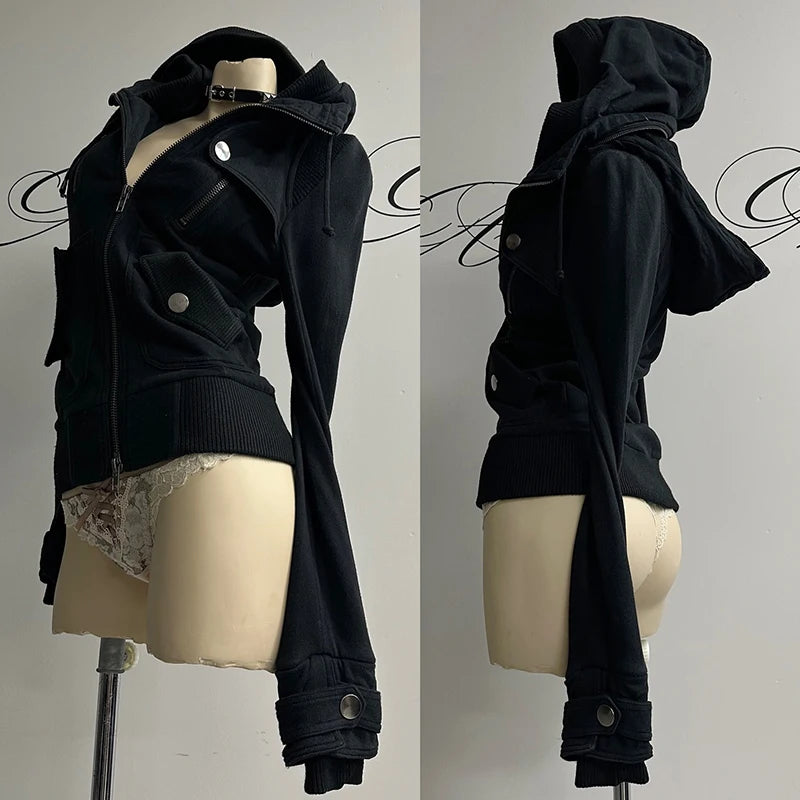 Black Faux Fur Hooded Coat