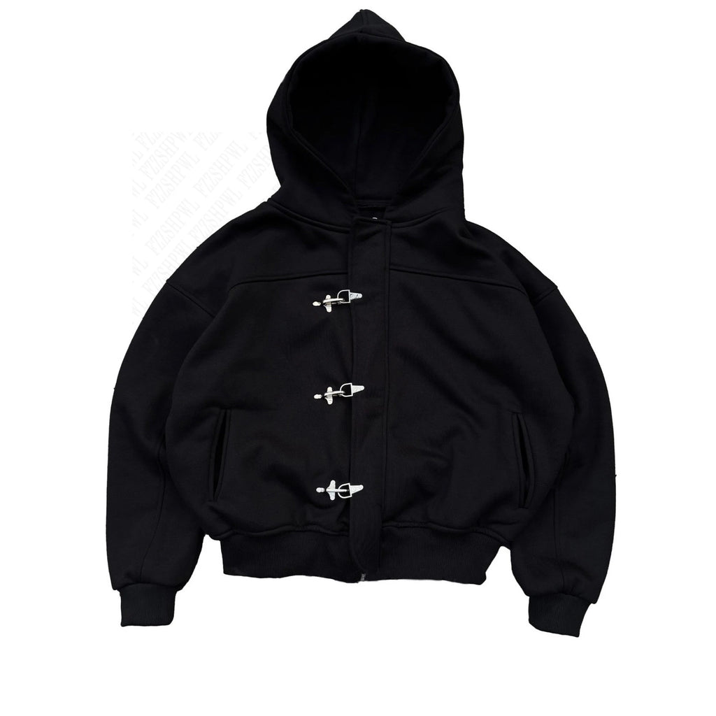 Button Detail Hooded Sweatshirt