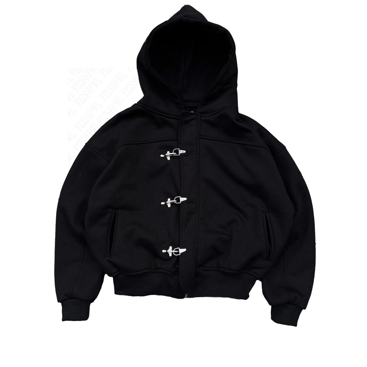 Button Detail Hooded Sweatshirt