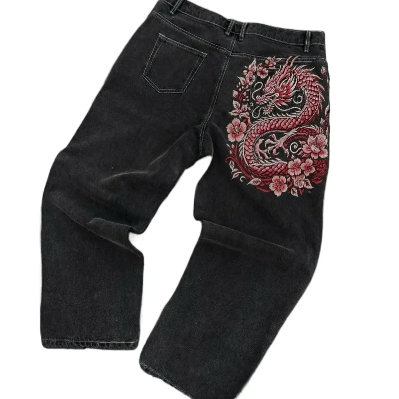 Gothic Embroidery Baggy Jeans
