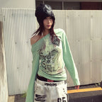 Graphic Print Long Sleeve Top