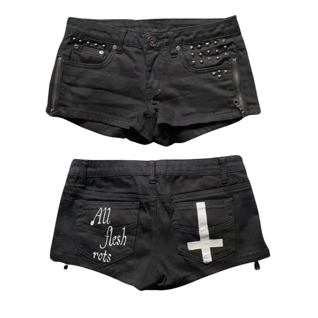 Studded Denim Shorts