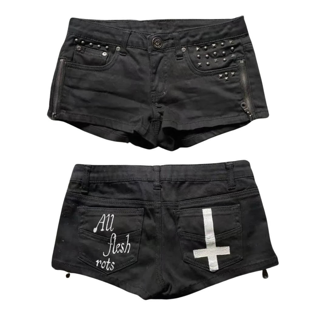 Studded Denim Shorts