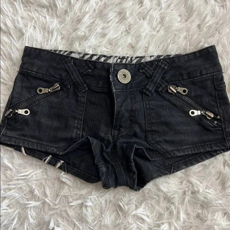 Graphic Print Denim Shorts