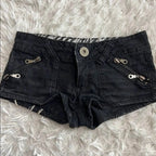 Graphic Print Denim Shorts