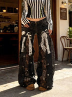 Lace Patchwork Wide-Leg Pants