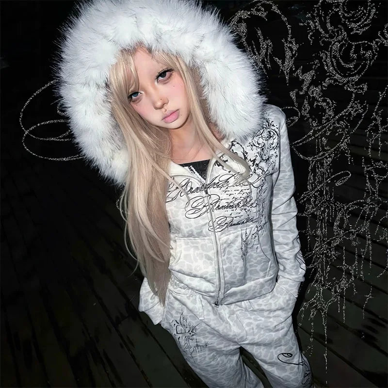 Leopard Print Faux Fur Set