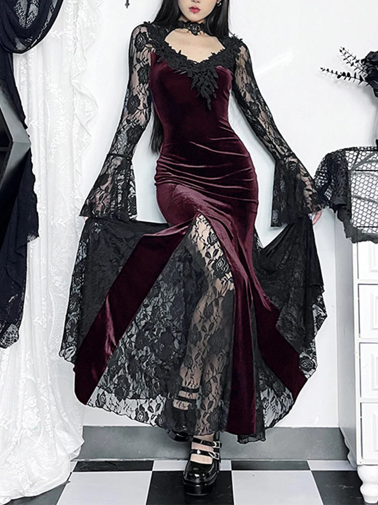 Aesthetic Gothic Midi Dress