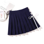 Cross Print Pleated Mini Skirt