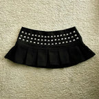 Studded Pleated Mini Skirt