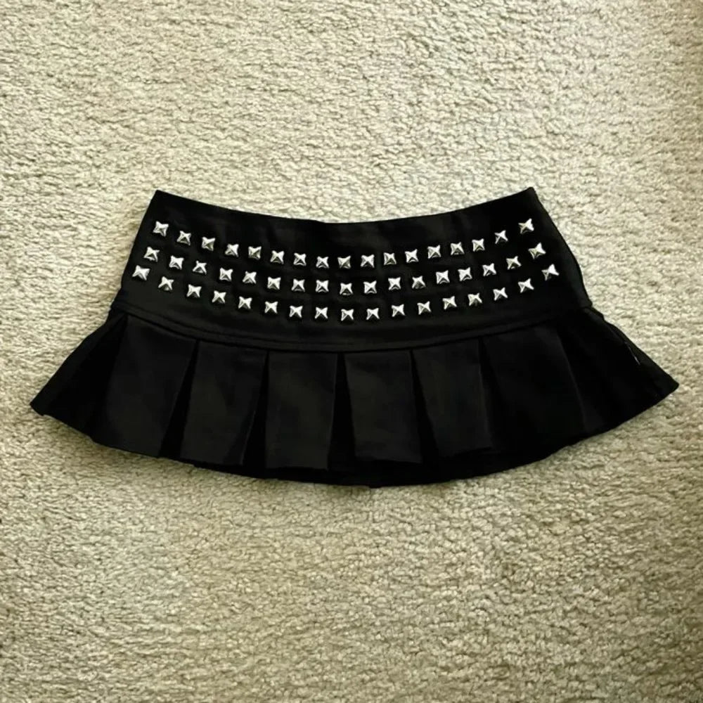 Studded Pleated Mini Skirt