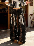 Lace Patchwork Wide-Leg Pants