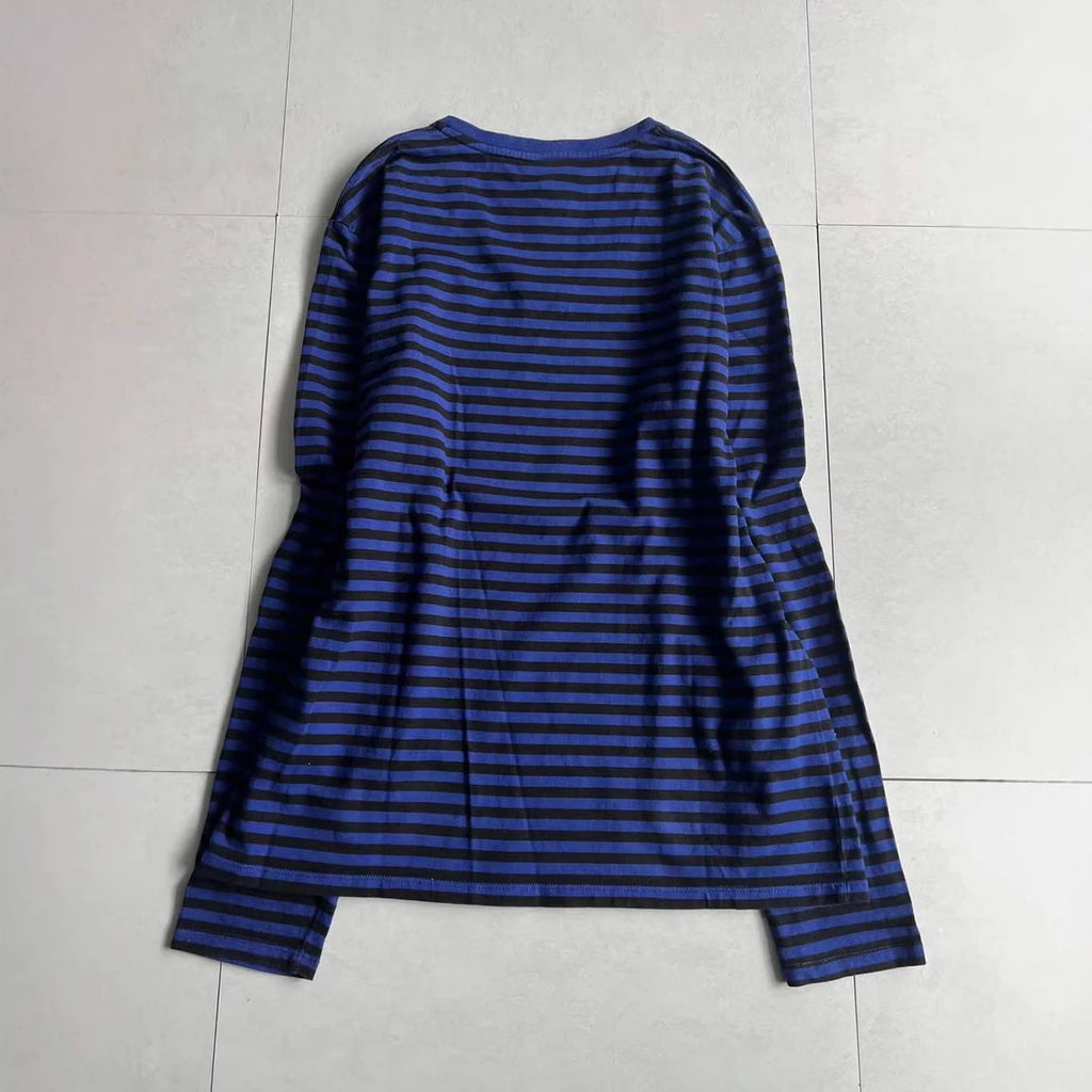 Blue Striped Graphic Sweatshirt