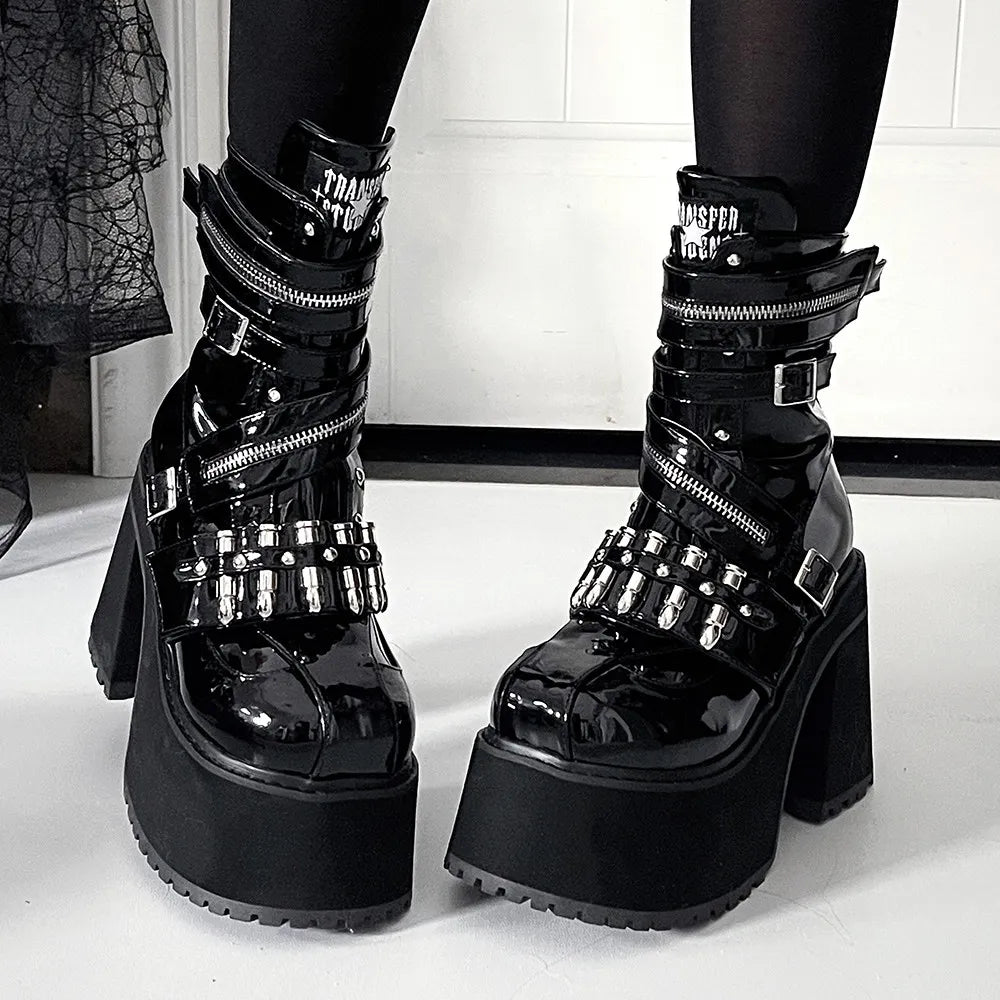Buckle Platform Ankle Boots
