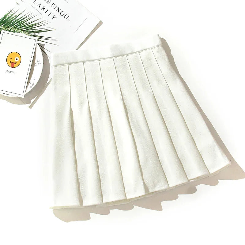 Cross Print Pleated Mini Skirt