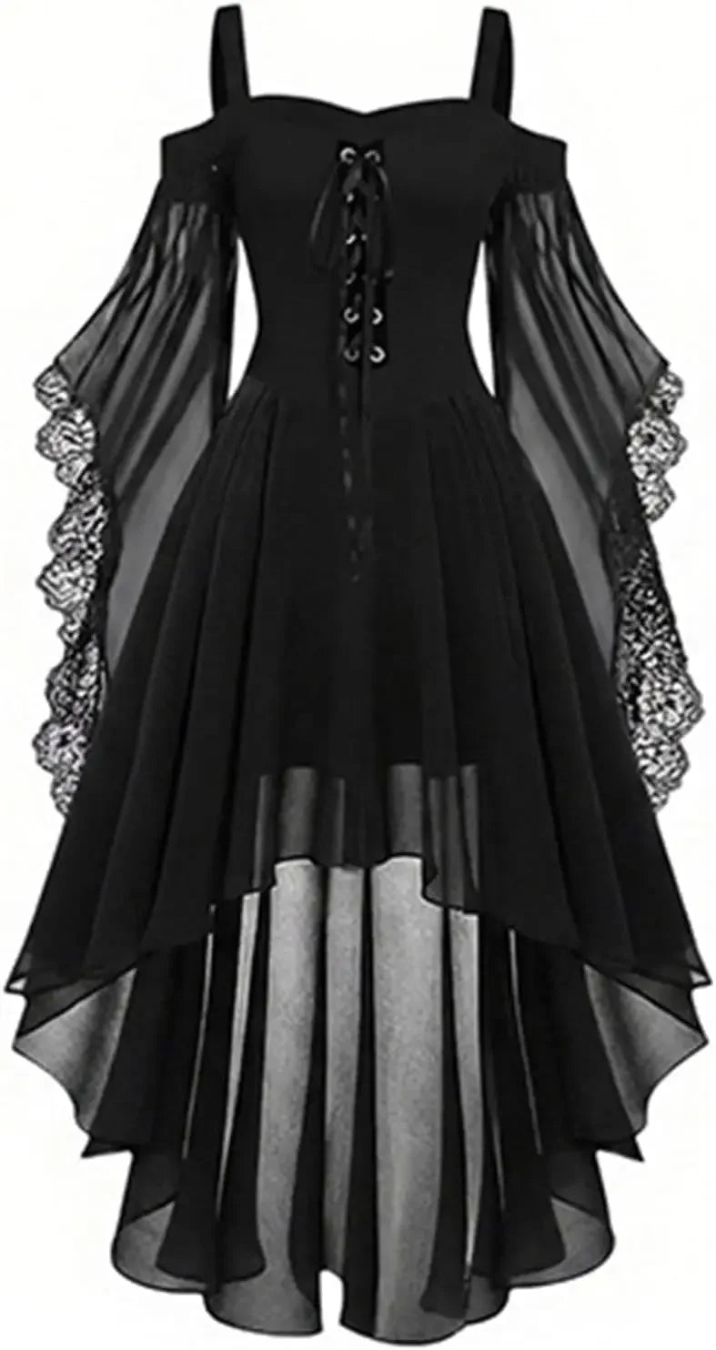Gothic Lace-Up Maxi Dress