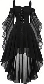 Gothic Lace-Up Maxi Dress
