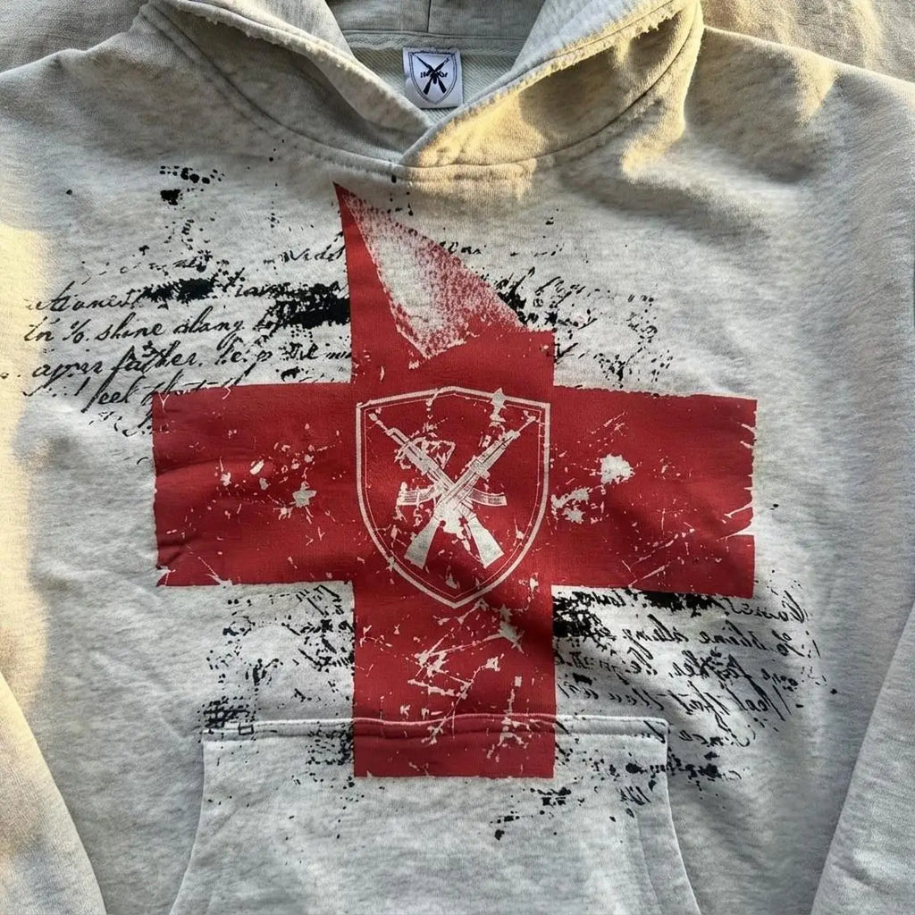 Cross Print Hoodie