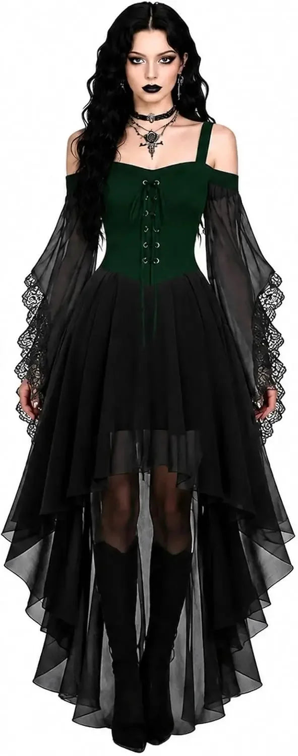 Gothic Lace-Up Maxi Dress