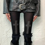Rhinestone Cross Tights