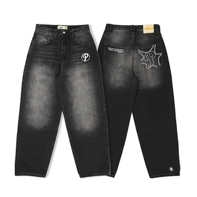 Gothic Embroidery Baggy Jeans