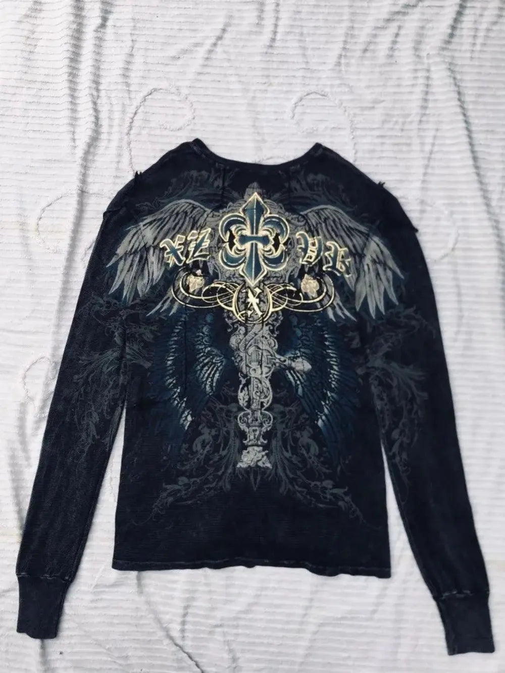 Black Skull Print Long Sleeve Tee