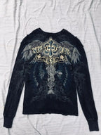 Black Skull Print Long Sleeve Tee