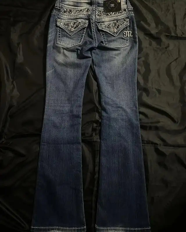 Embroidered Washed Jeans