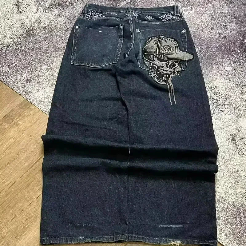Graphic Embroidered Baggy Jeans