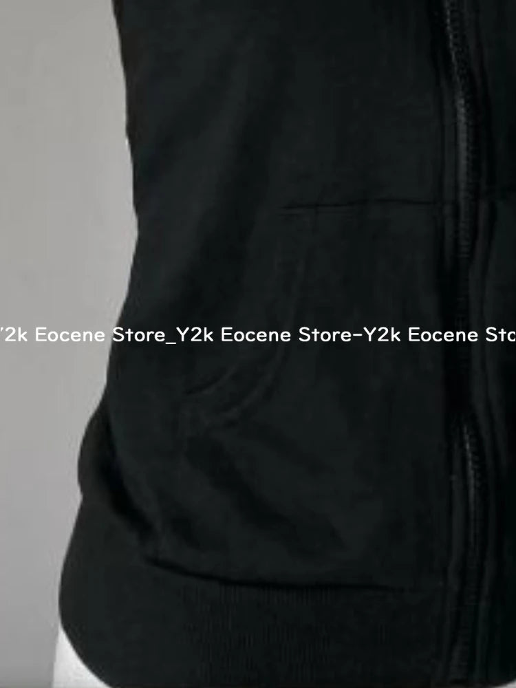 Y2K Skull Print Zip-Up Hoodie