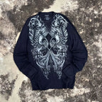 Black Skull Print Long Sleeve Tee